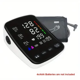 Blood Pressure Monitor Automatic Upper Arm Blood Pressure Cuff, Adjustable Extra Large Bp Cuff With Clear LED Display, For Home Use (Option: Black)