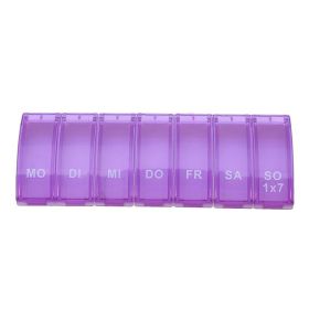 Seven Days Medicine Box A Week 21 Boxes of Black Medicine Boxes Portable Plastic Boxes for Vitamins Medicine Fish Oils Organizer (Color: B Purple)
