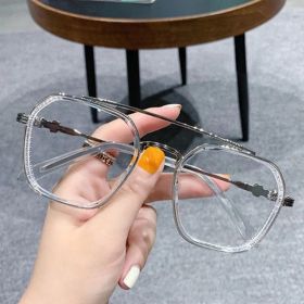 1PCs Blue Light Blocking Fashion Highend Glasses Men Optical Clear Glasses Black Square Frame Eyeglasses (Lenses Color: Silver frame)