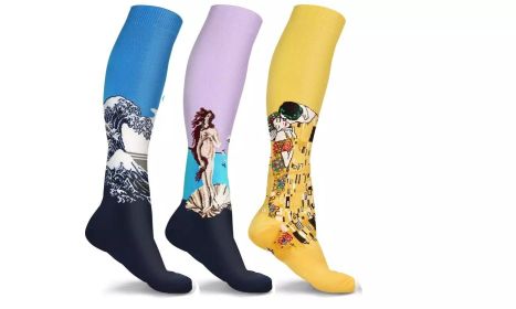 Famous Art Paintings Compression Socks (3- or 6-Pairs) (Style: FR385-SET1, size: FR385-LXL)