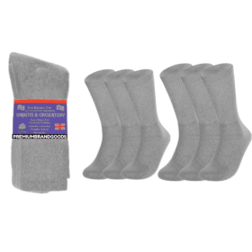 PBG 6 Pairs Physician-Approved Diabetic Compression Non Binding Socks (Color-Style: Grey-Size 10-13, size: 6 Pairs)