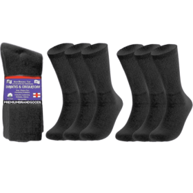 PBG 6 Pairs Physician-Approved Diabetic Compression Non Binding Socks (Color-Style: Black-Size 13-15, size: 6 Pairs)